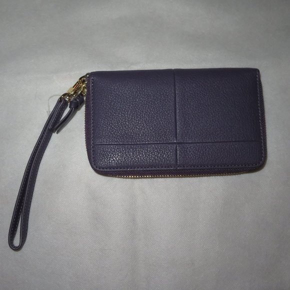 Tory Burch Wristlet In Nightshade Leather - Picture 4 of 12